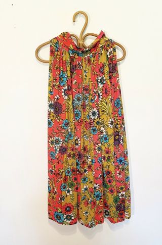 Vintage Charlotta Of California By Glazier Mock Neck Tunic Dress Hippie 70s