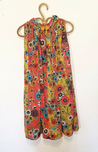 Vintage Charlotta of California by Glazier Mock Neck Tunic Dress Hippie 70s 3