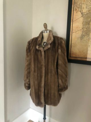 Vintage 50s 60s Faux Mink Fur Coat Chunky Warm Brown Vegan Fur Winter Jacket