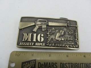 Vintage Rare M16 Assault Rifle Gun Award Design Metals Adm Brass Belt Buckle