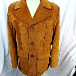 Vintage 80s Western Corduroy Faux Fur Lined Jacket Mens Size M Blazer Brown Coat