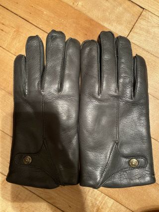 Vintage Christian Dior Gray Leather Gloves Mens 100 Cashmere Sz Medium