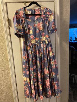 Vintage Laura Ashley Size 12 Dress - Cotton Floral