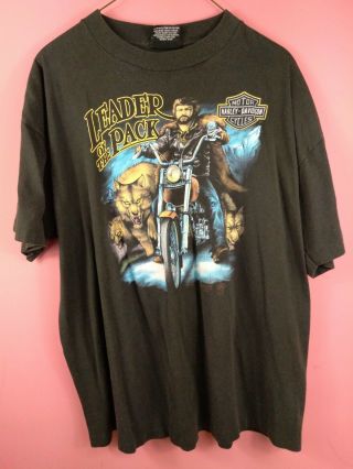 Vtg 1988 3d - Emblem Harley - Davidson Biker Tshirt Mens Size Xl Leader Of The Pack