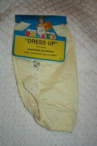 Vintage Nos Dress Up Yellow Pants Bottoms Diaper Cover Sheer Overlay Waterproof