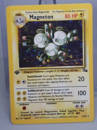 First Edition Magneton - 11/62 - Fossil Set - Rare Holo Pokemon Lp Mp - Wotc
