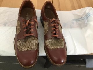 Vintage 1940/50 Two Tone Mesh Leather Shoes 7 - 7.  5 Made In Usa