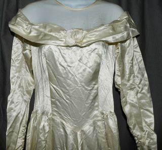 Vintage Satin Wedding Dress Glossy Silky Sissy Slippery Satin Bust 34