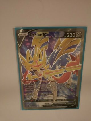 Ultra Rare Zacian V 195/202 Holo Full Art Pokemon Card
