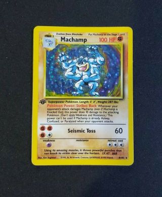 1999 Pokemon Wotc Base Set 1st Edition Machamp Holo Rare 8/102 Mp