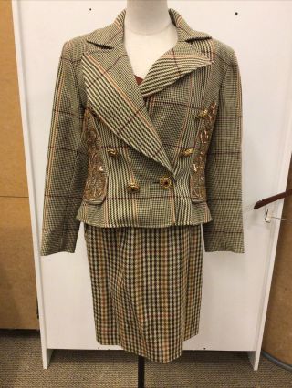 Fabulous Christian Lacroix Vintage Women’s 3 Pc Suit Jacket Skirt Beaded Size 38