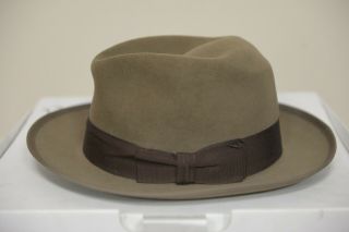 Stetson Brown Sovereign Mens Fur Felt Fedora Hat Size 7 3/8