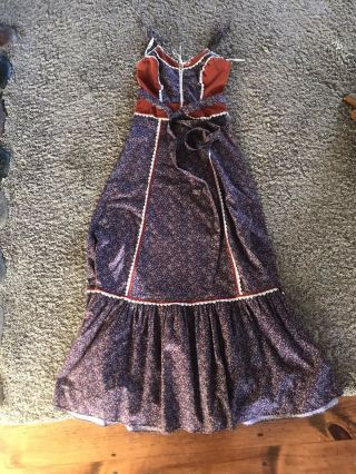 Vintage Handmade Gunne Sax Style Corset Lace Up Prairie Sun Dress