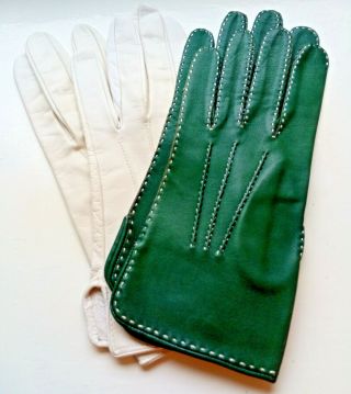 Two Pairs Vintage Kid Leather Gloves Old Stock Unworn 1950 