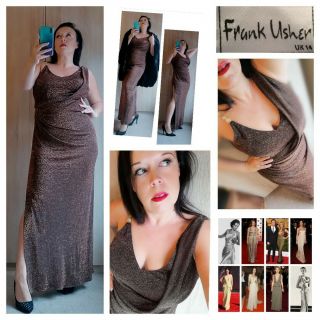 Exquisite Designer Vintage Bronze Lurex Grecian Goddess Evening Gown Frank Usher