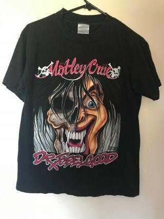 Vintage Motley Crue Dr.  Feelgood Tour 1990 T - Shirt Black Medium Cotton Euc