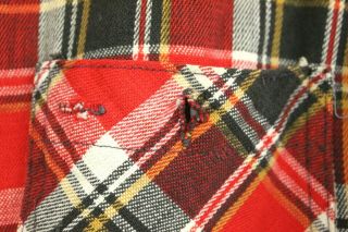 King Kole Mens Vintage Red Plaid 100 Cotton Flannel Work Shirt 1960s Sz L 2