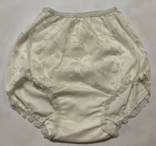 Vintage Nos White Penny’s Adonna Nylon Hi - Waist Panties Size 36 Dbl Nylon Gusset