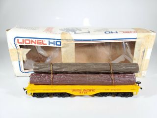 Vintage Ho Scale Lionel Union Pacific Flat Log Car With 3 Logs W/ Box