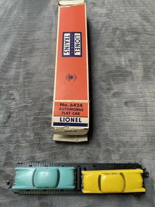 Lionel Vintage 1950’s No.  6424 Twin Auto Car With 2 Cars And Box