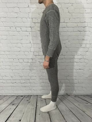 Stanfields 80s Vintage Grey Wool Blend Knit One Piece Long Johns Union Suit - 40 3
