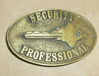 Vintage Belt Buckle Security Professionals - Locksmith Company Key Lock