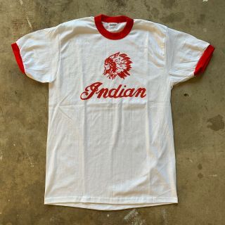 Vintage 80s Indian Motorcycles Ringer T - Shirt Sz M Biker Tee Harley Davidson 90s