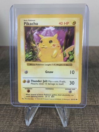 Pikachu 58/102 1999 Base Set Unlimited - Red Cheeks - Rare Pokemon Card Read Descrip