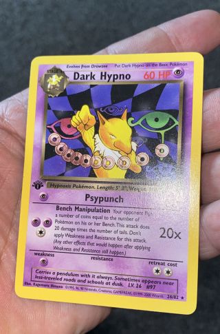 Team Rocket 1st Edition Dark Hypno 26/82 Rare Non Holo Vintage Pokemon Card Vgc
