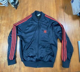 Vtg Adidas Atp Keyrolan Tracksuit Jacket 80’s Made In Usa Size Medium Black Red