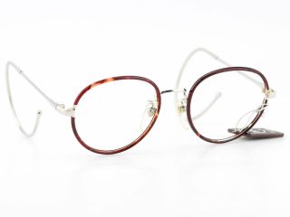 Vintage 80s Yk Japan Tortoiseshell Round Wire Rimmed Glasses Frames 48 - 17