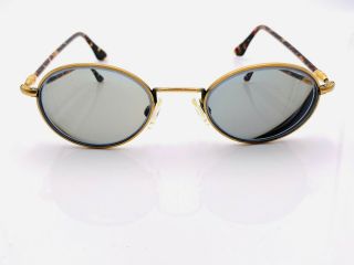 Vintage Randolph Brown Gold Metal Oval Sunglasses Usa Frames Only