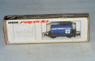 N Scale Vintage Arnold rapido 0431 DB 50 ARAL Tank Freight Car w/ Box 2