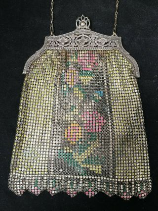 Vintage Whiting And Davis Mesh Purse Multi - Color Chain Strap