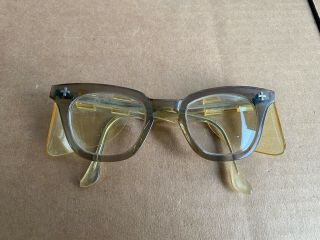 Vintage Bausch & Lomb (b&l) Clear Brown Safety Eyeglasses - 5 1/2 Cateye