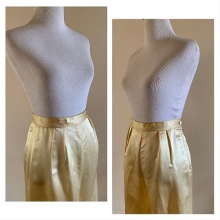 50s Ivory Liquid Satin Wide Legged Side Zip Pants Art Deco Lounge Dressy Tux VTG 3