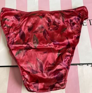 NWT VTG 1999 Victoria ' s Secret Second Skin Satin RARE Bikini M FLAW Red Floral 2