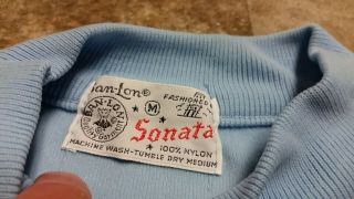 Rare Vintage Sonata Ban - Lon Sky Blue Nylon Short Sleeve Shirt Medium 19 