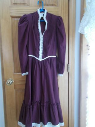 Vintage Gunne Sax Maroon Cotton Dress Size 11
