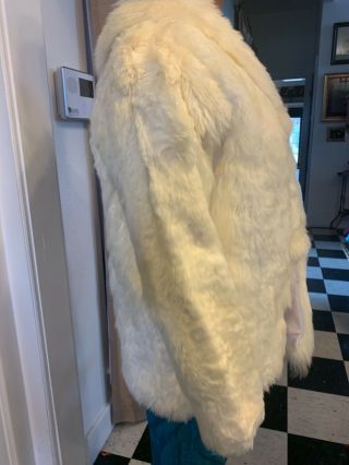 VINTAGE 1980s COUTURE WHITE RABBIT FUR COAT custom made SIZE LARGE ❤️❤️ 2