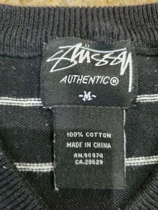Rare Authentic Stussy Striped Sweater Sz M 2