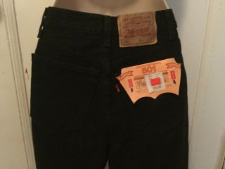 Levis 26 " W34 " L Denim Preshrunk Black Jeans Button Fly Wpl 423 Deadstock