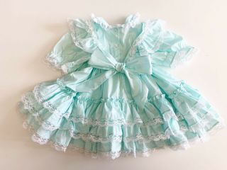 Vintage Mini World Party Dress Full Circle Skirt Lace Ruffles Blue 24 Months 2T 3