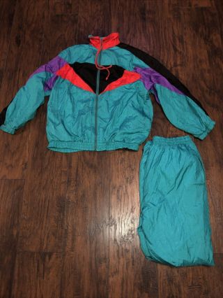 Rare Vtg Rock Creek Casuals 90s Womens Windbreaker Track Suit Leisure Wear Small