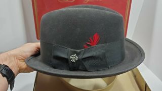 Vtg Disney Hats York Black Fedora Hat W/box Lancer R.  O.  M.