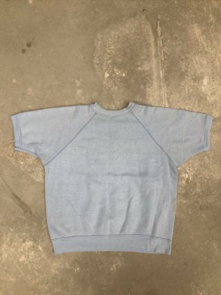 Vintage 1960s Sweatshirt 60s 100 Cotton Short Sleeve Faded Blue Short Sleeve M