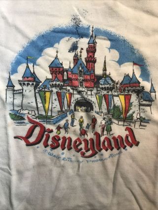 Vintage 1970 ' s Disneyland Park Kids Child Unisex White T - Shirt 2