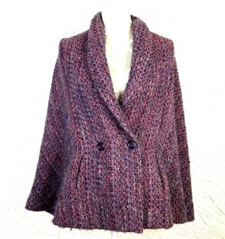 Vintage Helena Ruuth Tapestries Ireland Handwoven Wool Cape Poncho Jacket