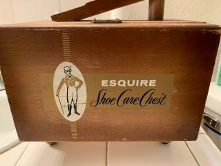 Vintage Esquire Shoe Care Chest Shoe Shine Box With Polish And Brushes