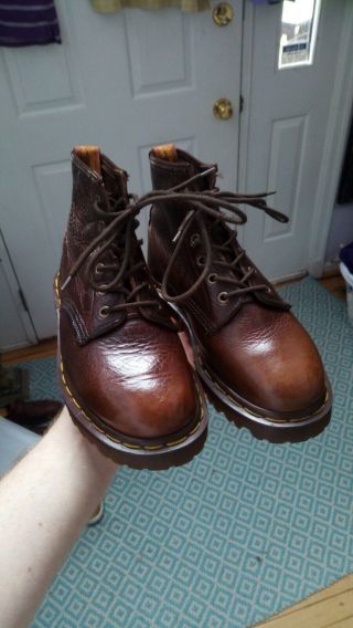 Vintage Doc Dr.  Martens 1460 Made In England Unlined Boots Tumbled Grain Leather